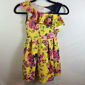 Beautees Yellow Floral Dress Girls Size 8